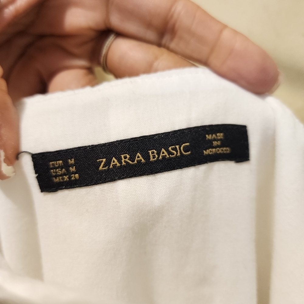 ZARA BASIC White Romper Mini dress with pockets size M - Picture 5 of 14